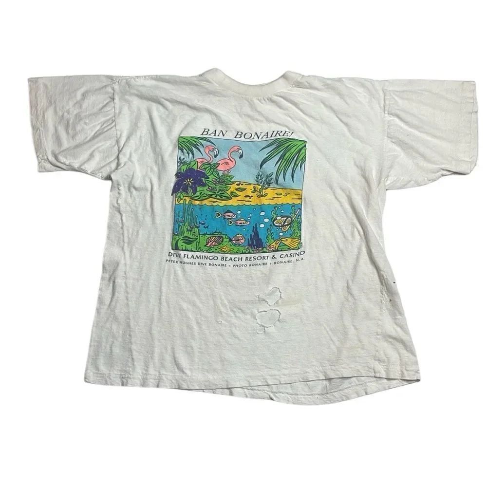 90s Vintage Ban Boinaire! GraphicTourist Tshirt White Medium Thrashed
